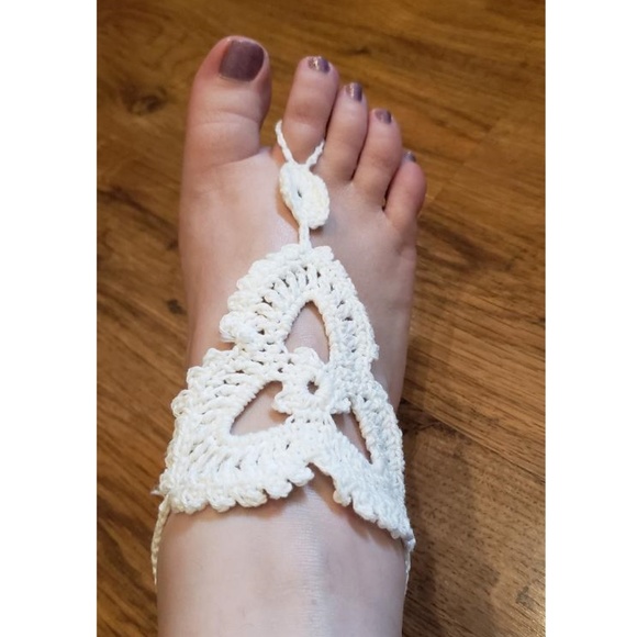 White Crochet Foot or Hand Bracelet - Picture 5 of 5